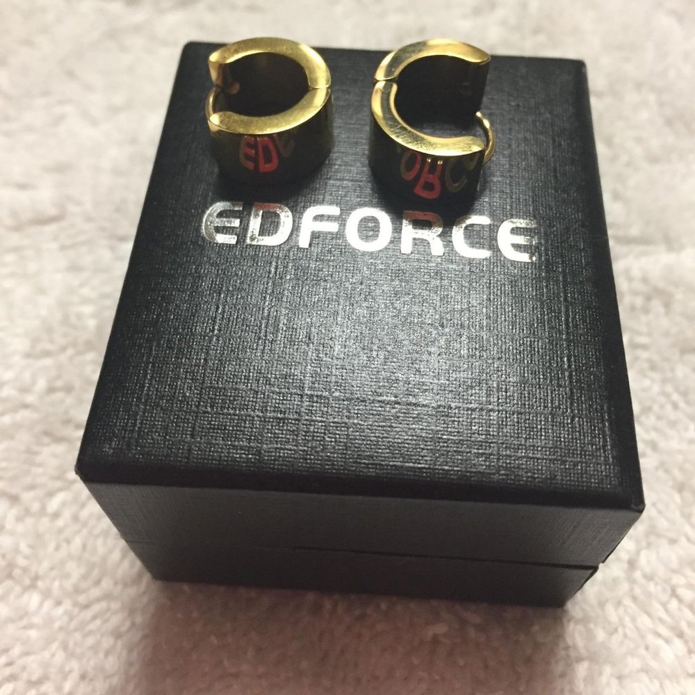 Edforce Stainless Steel Gold Hoop Earrings - Picture 8 of 16